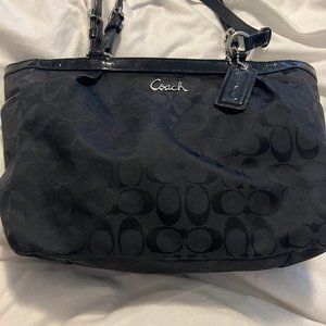Coach Black/Black Monogram Fabric Tote